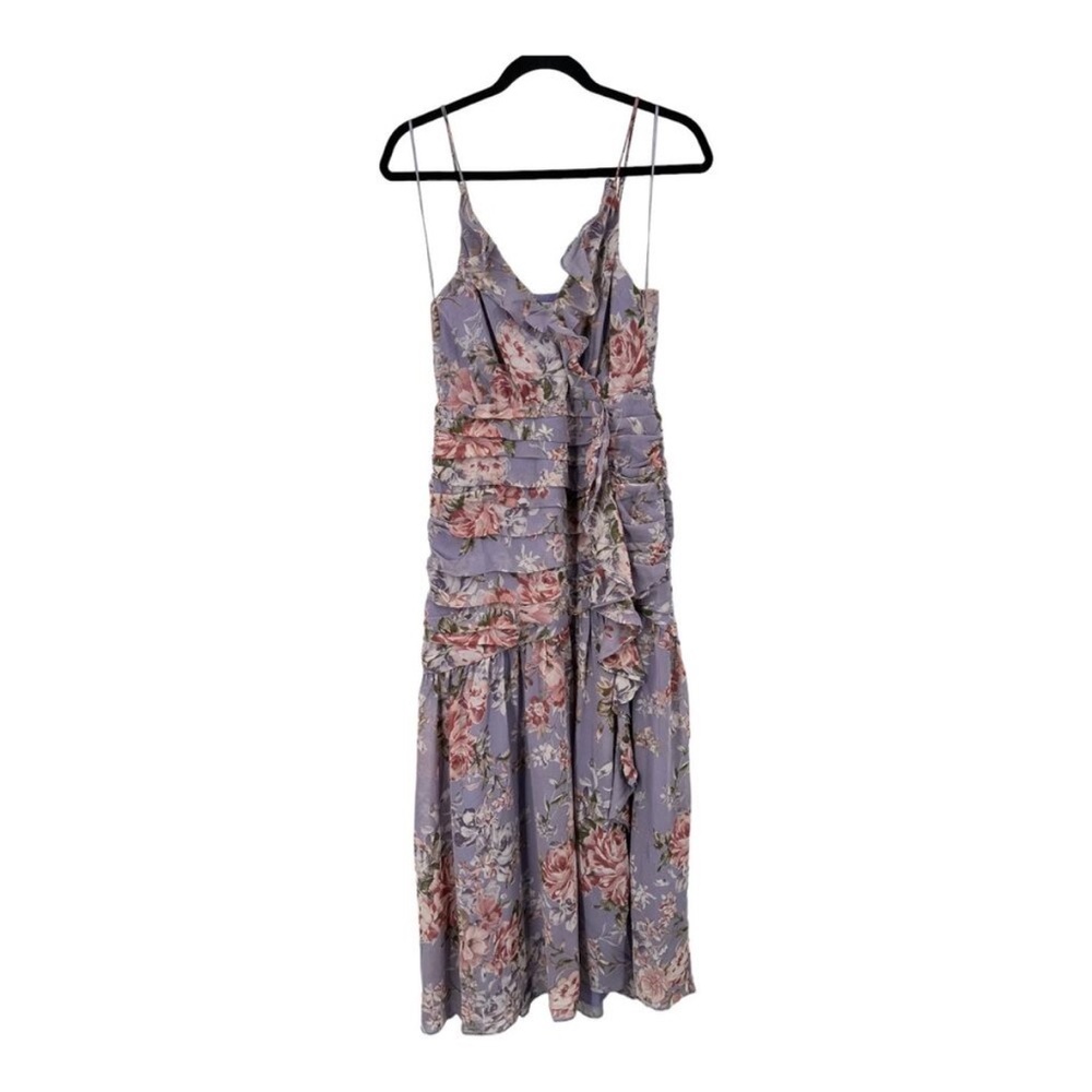 ASTR Ruched Purple Floral Dress